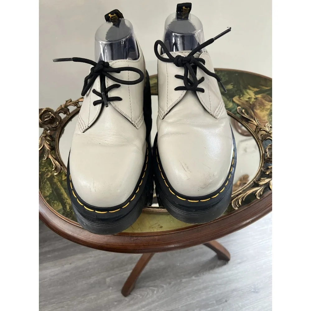 Dr. Martens White Leather Oxford Platform Chunky Lug Sole Shoes Size 10